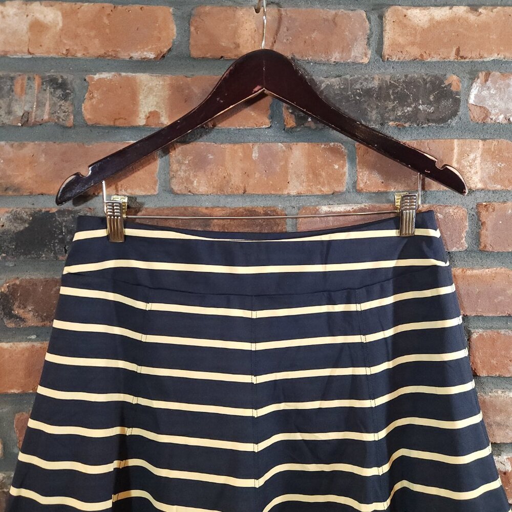 J. McLaughlin Catalina Cloth A-line Mini Skirt in Black & Gold Stripe Women's M - Picture 6 of 7